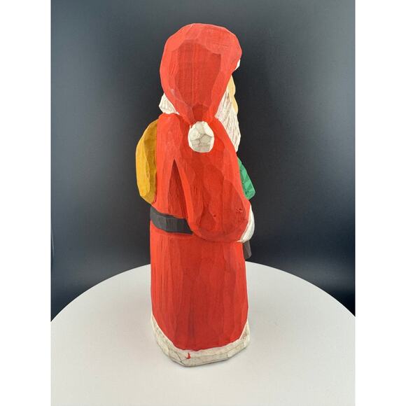 Hand-Carved Folk Santa Claus Statue - Picture 5 of 8